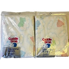 Vintage Cuddle Time 4 Receiving Blankets Bears Gender Neutral 100 Cotton NEW