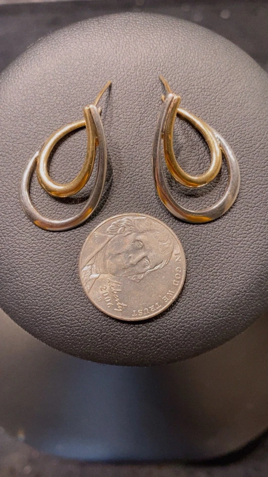 Двухцветные обручи из желтого и белого золота 14 карат - Изображение 4 из 4