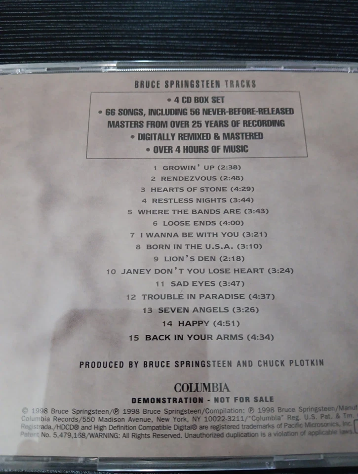 Bruce Springsteen Tracks Sampler CD (HDCD,1998,Columbia) RARE PROMO - Image 4 of 4