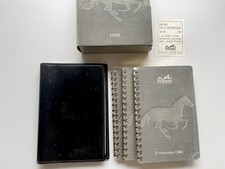 Vintage HERMES Agenda Cover Notebook Black Circle H Stamp 1978 W/Box Refills