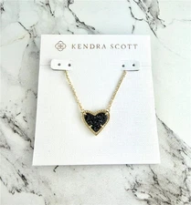 Kendra Scott Ari Heart Necklace in Black Drusy