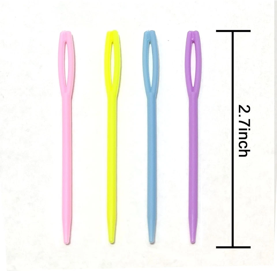 Agujas de coser de plástico vibrantes de 2,7" - 52 agujas de ojo grandes de seguridad para manualidades Foto 4 de 4