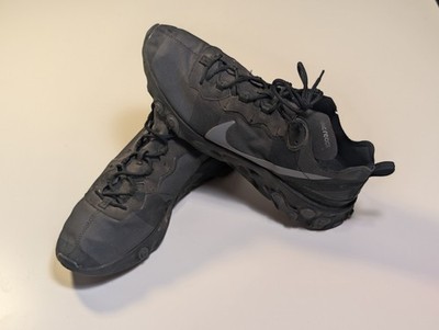 Nike React Element 55 Triple Black Anthracite BQ6166-008 Men's Size 12 Sneaker