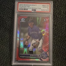 Rookie Topps 2022 Bowman Draft Ryan Ritter Red Lava Refractor /5 PSA 10 #BDC-136