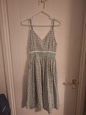 Lindy Bop Sage Green Gingham Dress, sweetheart, retro/vintage, Size 8, Used, GC