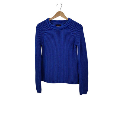 Quince 100% Organic Cotton Fisherman Crew Sweater Sapphire Blue Sleeved Top XS