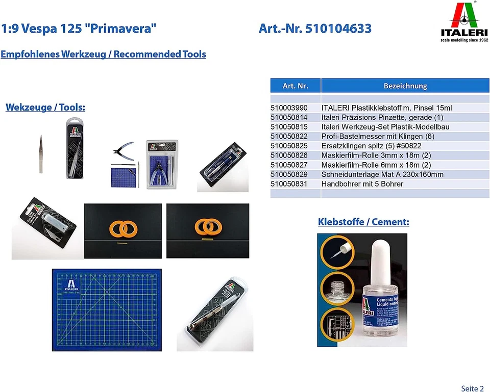 Italeri 4633 Vespa 510104633 – 1:9 125 "Primavera Building, Standing Model Makin - Изображение 4 из 4