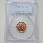 PCGS MS 66 RD 1938-D Lincoln Wheat Small Cent Denver Uncirculated