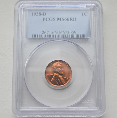PCGS MS 66 RD 1938-D Lincoln Wheat Small Cent Denver Uncirculated
