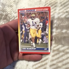 SCORE 1990 Greg McMurtry Rookie Michigan Wolverines Football Card #650. rookie card picture