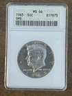 1965 SMS Kennedy Silver Half Dollar ANACS MS66 50C  40% Silver OH old Holder