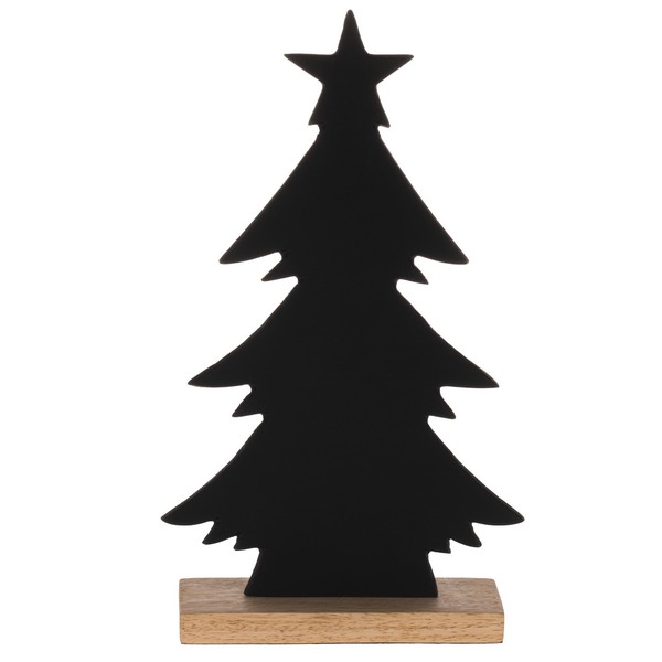 Deko Baum Tischdeko Weihnachten Holz Natur Metall Schwarz 31,5X18Cm-image