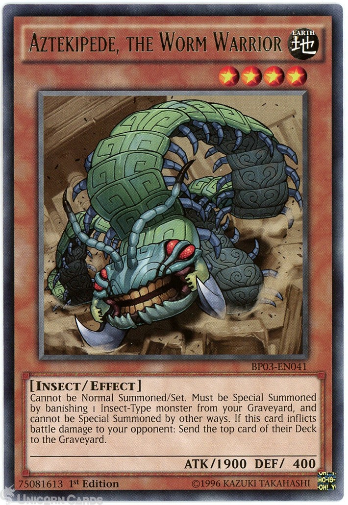BP03-EN041 Aztekipede, the Worm Warrior : Shatterfoil Rare 1st Edition Mint YuGi