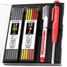 Carpenter Pencils Set with Sharpener, Heavy Duty Woodworking Tools with 13 Re...