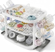 Baby Bottle Drying Rack,3-Tier Large Capacity Countertop Organizer with 360 