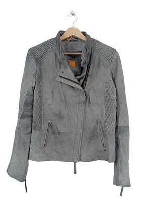 HUGO BOSS Kurzjacke Damen Jacke Gr. DE 40 hellgrau Casual-Look