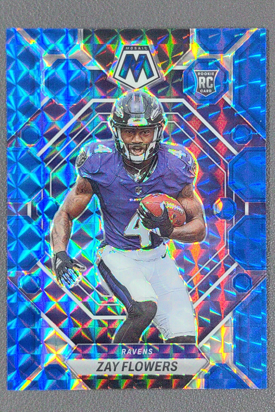 2023 Panini Mosaic Zay Flowers Rookie Mosaic Blue RC /99 #380 Ravens