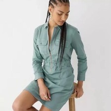 J.Crew green cargo style long sleeve cotton dress