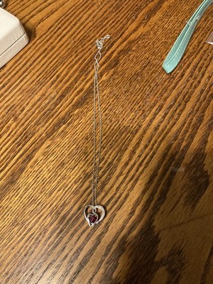 Sterling Rubin Herz Halskette mit Diamanten
