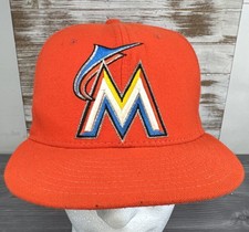 Miami Marlins New Era Hat 59Fifty Fitted 7 1/8 Official On Field Cap Orange