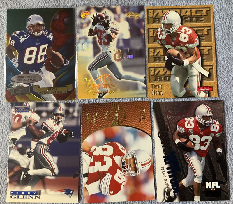 TERRY GLENN BUCKEYES PATRIOTS 6- CARD LOT , NO DUPS 5 ROOKIE'S +1997 INSERT