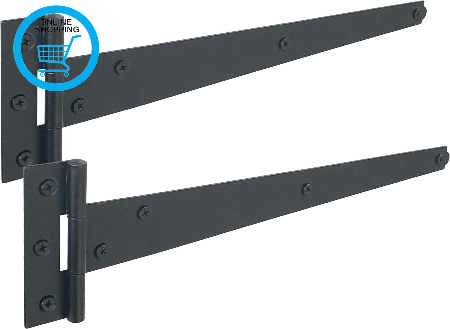 ® Black T Hinges 300Mm (12""), Weather-Resistant for Wooden Gates & Sheds