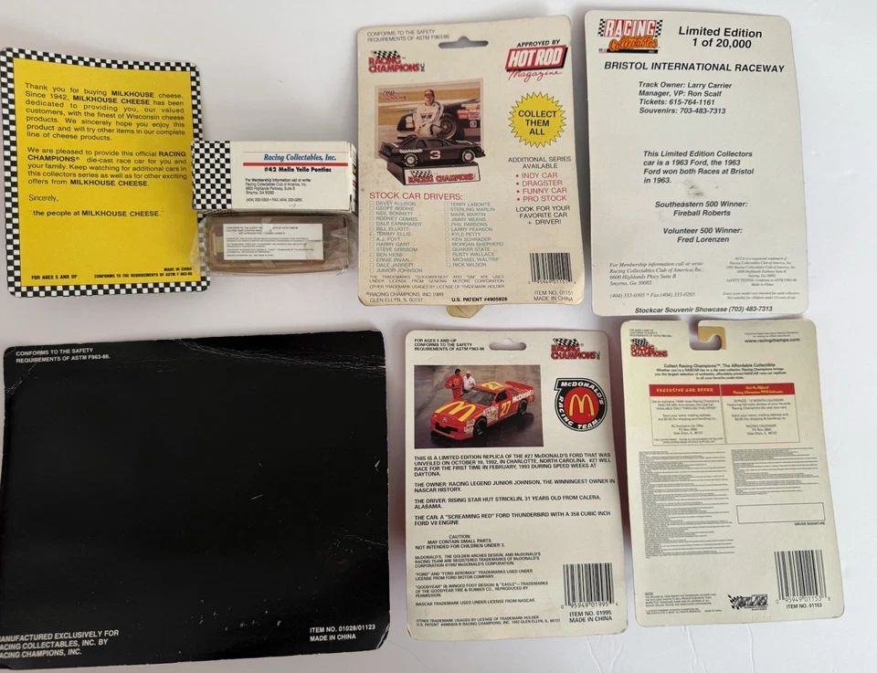 LOTE DE 8 COCHES DIECAST NASCAR 1989-'98 1/64 Petty Rudd Foyt Elliott Foto 2 de 4