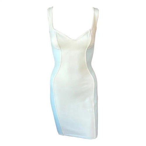 Azzedine Alaïa, Azzedine Alaia S/S 1991 Vintage Bustier Color Block Bodycon Mini Dress