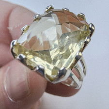 Cushion Cut Citrine Sterling Silver 925 Ring Size 8 New