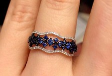 Wedding Ring LabCreated Blue Sapphire 14K White Gold Plated 2Ct Round Women's