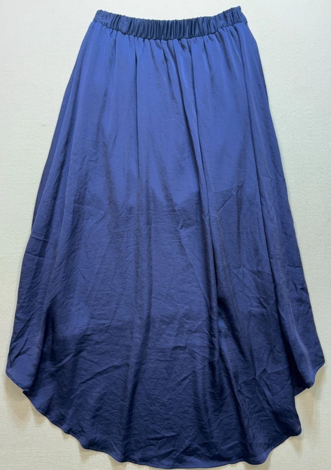 Falda LC Lauren Conrad para mujer alta baja sedosa cintura elástica talla S azul Foto 2 de 4