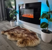 Genuine Sheepskin Rug Natural Pelt Very LARGE Soft Fleece Brown Mouflon 