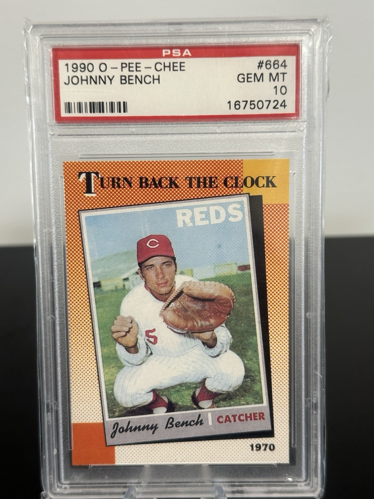 1990 Johnny Bench Cinncinati Reds O-Pee-Chee OPC #664 Card HOF Catcher PSA 10
