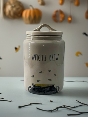 #ad NWT Rae Dunn quot;Witch#x27;s Brewquot;Canister cookie jar Halloween Artisan Collection 9in $45.00