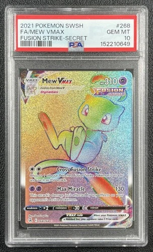 MEW VMAX PSA 10 2021 POKEMON SWORD & SHIELD FUSION STRIKE #268/264 FULL ART 0649