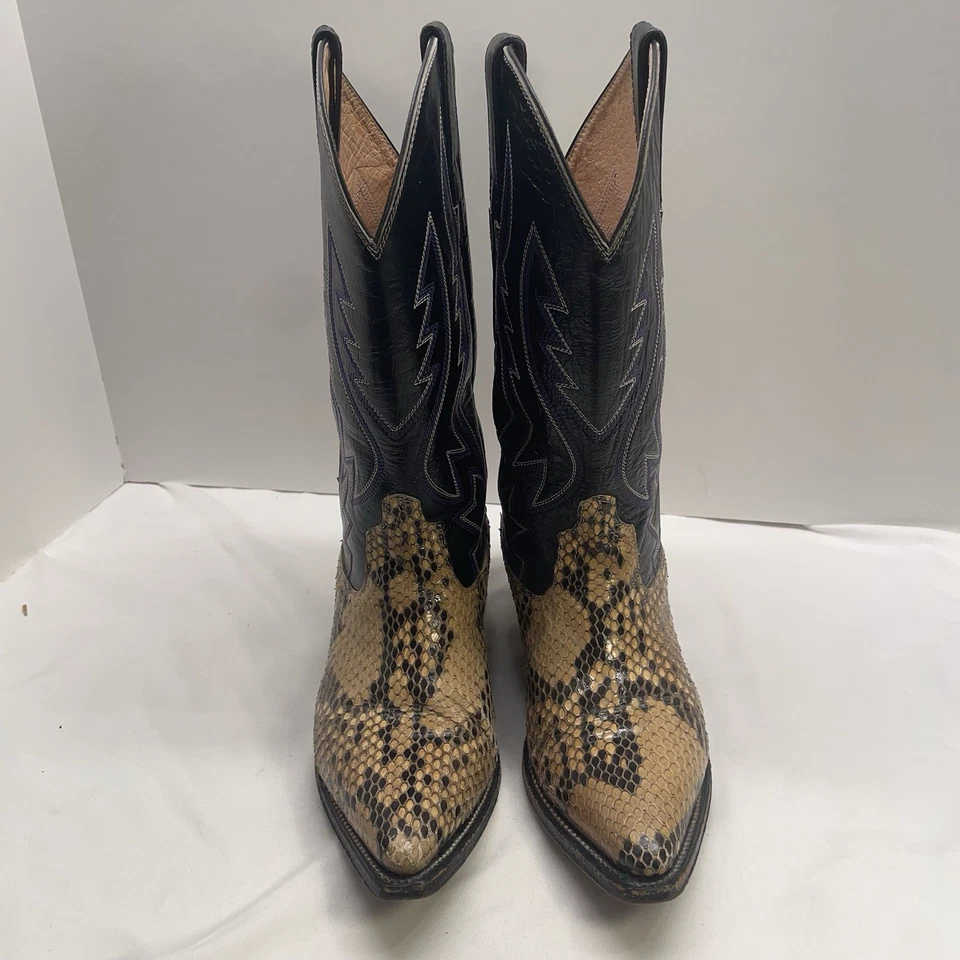 Botas de Vaquero Vaquero Pitón Piel de Serpiente Cuero Para Mujer Talla 26 MEX 9 EE. UU. Western Foto 4 de 4