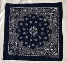Vintage Blue Hav-A-Hank Paisley/Floral Cotton Bandana Handkerchief USA RN15187