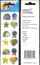 12 packages of Prismatic Good Work Stickers, "Great 7" Sticker Designs, PPZ6028