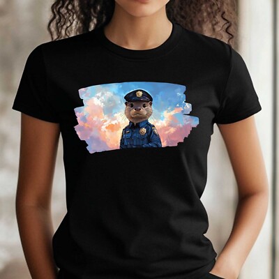 Frauen T-Shirt Otter als Polizist Motiv Baumwolle Größe S bis 3XL