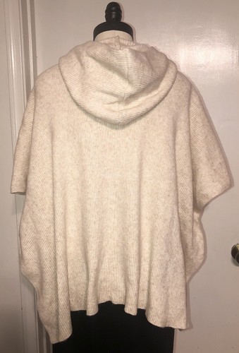 One Size Time and Tru Damen-Pullover elfenbeingerippt Kapuzenponcho neu mit Etikett - Bild 4 von 4