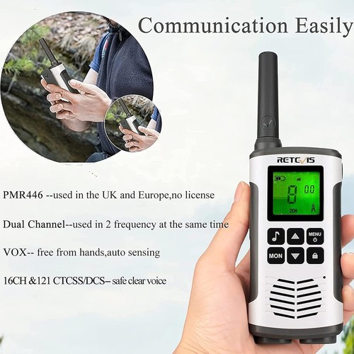 Set of 2 RT45 Walkie Talkies - Durable, Rechargeable, 16 Channels for Adventure - Zdjęcie 6 z 14