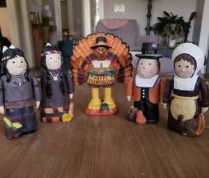 Vintage Thanksgiving Figurines Decorations W/Moving Arms ...