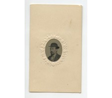 MAN W/ GOATEE + HAT - TINTYPE STUDIO PORTRAIT GEM SIZE PLATE