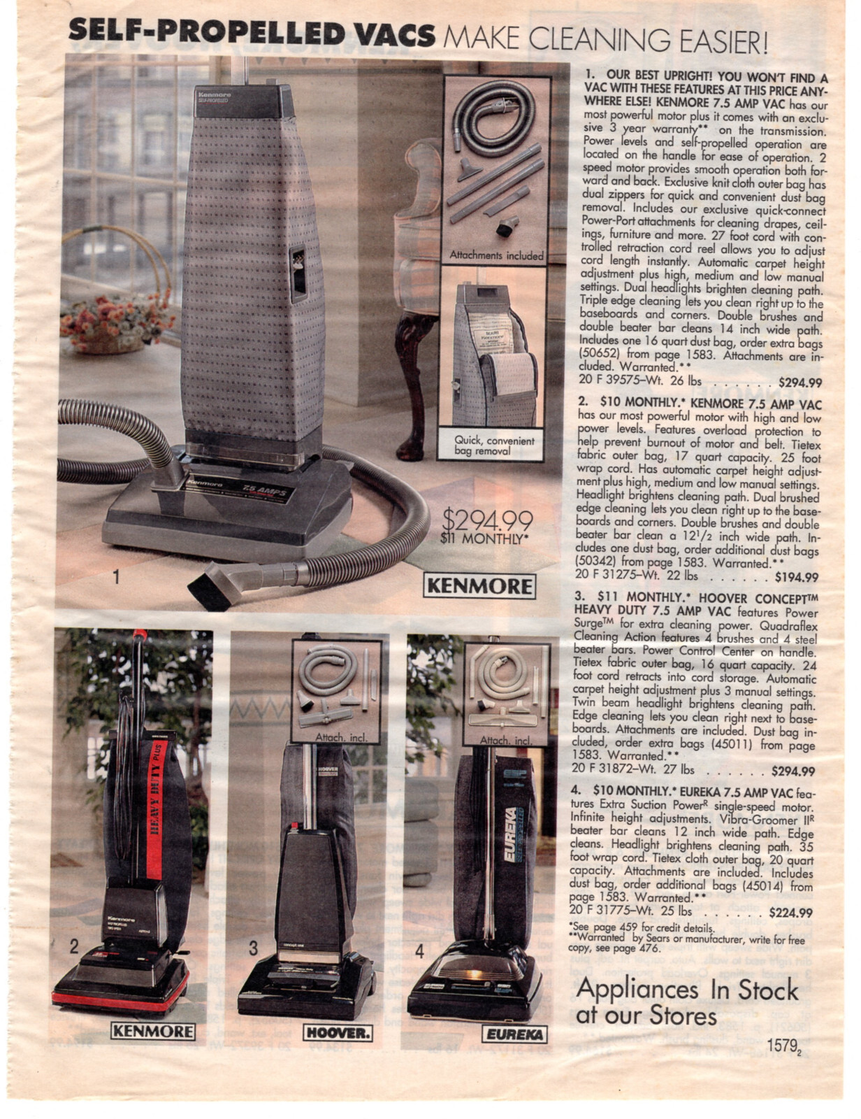 Sears Upright Vacuum Cleaners KENMORE 1991 Vintage Print Ad Original eBay
