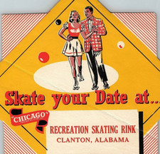 1940s Recreation Rink Clanton AL Roller Skating Label Skate Your Date At