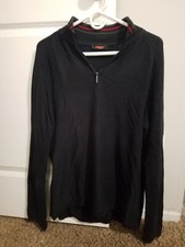 Mens DKNY Large Black Zip-neck Sweater