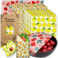 Reusable Beeswax Wrap - 9 Pack Wraps For Food, Organic, NEW-01