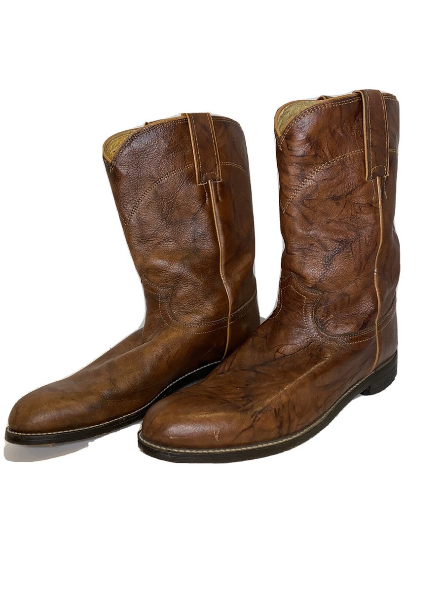 Bottes Cow-boy JUSTIN WOMENS Taille 9N - Cuir Tan/marron, Occasion Bon état Avec Petites Réparations