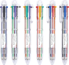 Shuttle Art Multicolor Pens, 23 Pack 6-In-1 0.7Mm Retractable Ballpoint Pens for