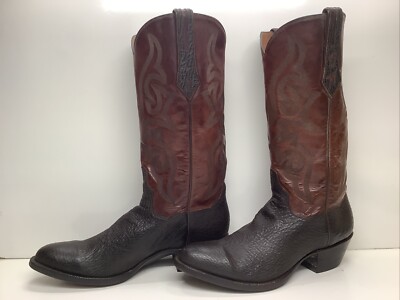 MENS J.B HILL COWBOY SHARK SKIN BROWN BOOTS SIZE 9 D CUSTOMIZED